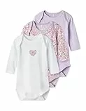 NAME IT Baby-Mädchen NBFBODY 3P LS Petit Flower NOOS Bodystocking, Pastel Lilac, 98 (3er Pack)