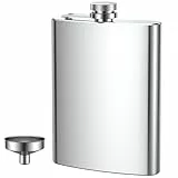 Flachmann Edelstahl, Flachmann Set aus Edelstahl, Aus 304 Edelstahl, für Whiskey, Rum, Wodka, Geeignet für Wandern und Party(8 oz. 220ml), Silber