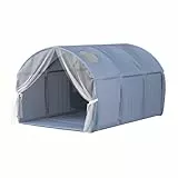 VitaliSpa Tunnelzelt Kubby, Blau, 100 x 80 cm mit Fenster und Netz, zur Nutzung als Spielzelt mit Fiberglas-Gestänge