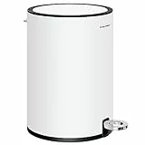 SONGMICS Kosmetikeimer, 3 Liter, Mülleimer Bad, kleiner Abfalleimer mit Deckel, Softclose, herausnehmbarer Inneneimer aus Kunststoff, für Badezimmer, Büro, Stahl, wolkenweiß LTB11WT