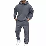 Generisch Trainingsanzug Herren Sportbekleidung Warm Jogginganzug Set Langarm Druck Sportanzug Sport Gym Outfit Zweiteiler Hausanzug 2-Teilig Tracksuit Bequem Einfarbig Fitnessanzug Sportanzug