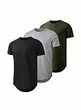 JMIERR Herren T Shirt Sommer Basic Longline T-Shirts Baumwolle Rundhals Hemd Slim Fit Kurzarm Sportwear Multicolor 3XL