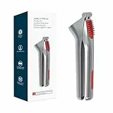 KITCHENDAO Hochleistungs-Knoblauchpresse mit integriertem Schaber und Reinigungsschieber, Knoblauchzerkleinerer aus Zinklegierung, Garlic Press mit großem Behälter (Kein Schälen Nötig)