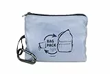 TROIKA Schultertasche faltbar (platzsparend im Innenfach verstaubar) mit Karabiner zur schnellen Befestigung – BAG PACK – großes Hauptfach, kleines Innenfach und Außenfach – Polyester – grau