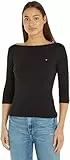 Tommy Hilfiger Damen Langarmshirt Slim U-Boot-Ausschnitt, Schwarz (Black), XL