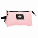 Pepe Jeans Aris Colorful Federmäppchen, dreifach, Rosa, 22 x 12 x 5 cm, Polyester, von Joumma Bags, Rosa, Dreifachmäppchen