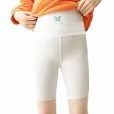 linboo Mädchen Leggings Sommer Kurz 1/2 Hosen Elastische Shorts mit High Waist Sport Leggings Sommerhose Shorts, Weiß, 104-110(Herstellergröße: 110)