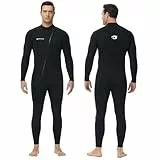 Owntop Herren Neoprenanzug 3/2mm - Vorderer Reißverschluss Voll Tauchanzüge, Stretch Pro Neopren-Nassanzug Thermische Volle Länge Tauchhaut zum Surfen Schnorcheln, Herren Schwarz L