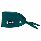 Lusofie OP Haube Stoff Verstellbare Arbeitsmütze mit Knöpfen OP Hauben Krankenschwesternmütze Schweißband Baumwolle Kochmütze Pferdeschwanzhalter Scheuermütze Mutze Damen Herren