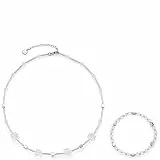 Leonardo Jewels Damen Schmuckset Halskette + Armband Cubetto klar Edelstahl Glas transparent 016289