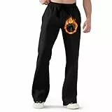 ineepor Jogginghose Herren Baumwolle Bootcut Flare Sporthose Lang Thermo Outdoor Hose Warme Winterhose Gefütterte Fleece Weit Baggy Freizeithose mit Taschen