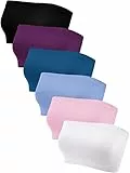 Geyoga 6 Stück Trägerlose Bandeau BHS für Damen (Weiß, Rosa, Hellblau, Purpurrot, Schwarz, Pfauenblau, XL)