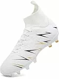 situkeke Fußballschuhe Herren High Top Kunstrasen Fussballschuhe Jungen Kinder FG AG Turf Trainer Stollen Spikes Fußball Stiefel Football Schuhe,White2,EU37
