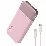 JUOVI Tragbare Powerbank 10000 mAh 35 W Schnellladung Tragbares Ladegerät mit PD 3.0 QC 4.0, 2 Typ-C-EIN- und Ausgänge, 1 USB-A-Ausgang, Akku kompatibel mit iPhone, MacBook, Galaxy (Rosa)