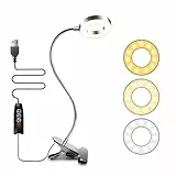Akynite USB Klemmleuchte mit 3 Farbwechsel, Flexibel Tattoo Lampe, 48 LED Klemmlampe Dimmbar mit Schalter und Schwanenhals, Leselampe am Bett für Kinder, Wimpernverlängerungslampe, Silber