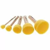 NAKLEO Schaumstoff Pinsel Set, 5 Stück Schwamm Pinsel Malerei 10, 20, 25, 40, 50mm, Holzgriff Schwämme zum Malen, Stupfpinsel für Schablone Handwerk Kunst, Farbe Wachs Kreide Acrylfarbe Werkzeug