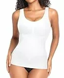 YARRCO Shape Unterhemd Damen Formende Tank Top Bauchweg Shapewear Sport Tanktop Figurformendes Trägertop Body Shaper Hemdchen Nahlos Camisole Shaping Hemd (Weiß-Weite Träger, 2XL)