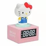 Paladone Hello-Kitty-Wecker, Nachtlicht und Musik, digital, offizielles Lizenzprodukt von Sanrio, Schlafzimmerdeko für Kinder, Jugendliche und Erwachsene, Batteriebetrieb, niedliches Kawaii-Geschenk