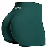 JOYSPELS Sport Gym Shorts Damen, Kurze Sporthose Damen Radlerhose High Waist Blickdicht Laufhose Seamless Blaugrün S