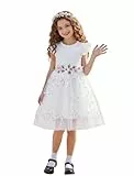 PATPAT Mädchen Kleid Festlich Ärmellos, Mädchen Tüll Prinzessin Partykleid Blumenstickerei, Ballkleid Tutu Kleid für Hochzeit, Geburtstag, Fest, Taufe, Bankett, Feiertag, Gr.92-140