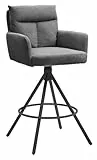 Home4You Barhocker - Grau - Schwarz - Cordbezug - Metallgestell - drehbar