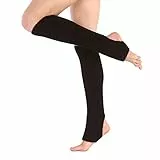JIHUOO Damen Mädchen Ballettstulpen mit Fersenloch Tanzen Stulpen Beinwärmer Beinstulpen Kniestrümpfe Ballett Stulpen Knöchelwärmer Legwarmer für Yoga Tanz Schwarz