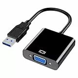VGE USB 3.0 auf VGA Adapter 1080P, Externe Grafikkarte Konverter 1920x1080 für Windows 11/10/8/7 Laptop PC, Monitor Beamer Projektor TV Display, Plug & Play Multimonitor, Schwarz