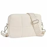 Telena Crossbody Bag Damen, Umhängetasche mit Gitarrengurt Leichte Daunen Damen Schultertasche für Unterwegs,Beige