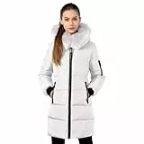 KODMNSW Wintermantel Damen Daunenjacken Winterjacke mit Fellkapuze Warme Parka Daunenmantel Steppmantel Lang Puffer Jacke Frauen Hybrid Jacke Winterparka Puffermantel Winter Jacket Weiß XXL