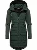 Ragwear Damen Übergangsmantel Lange leichte Steppjacke mit Kapuze und weichen Ärmeln Lucinda Long Dark Green23 Gr. M