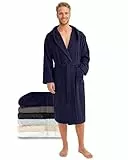 Twinzen Bademantel Herren 100% Baumwolle - Weich, Saugfähig, Aus Frottee, Oeko-Tex Zertifiziert - Dunkelblau, Größe L
