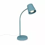BRILONER – Nachttischlampe, Schreibtischlampe Schwenkbar, Tischlampe GU10 für Home Office mit Kabelschalter, Leselampe, Taubenblau