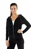 Leela Cotton Damen Nicky Kapuzenjacke Bio-Baumwolle Jacke Hoodie Kapuzenpullover1271 (S, Schwarz)