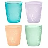 nip – Baby- und Kindertrinkbecher | ab 1 Jahr | 4er Pack | Bruchfest, mikrowellen- und spülmaschinengeeignet, BPA-frei, ohne Melamin, Giraffe, grün/orange/lila/türkis