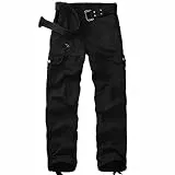 yeyity Cargohose Damen Hosen Multi Taschen Wanderhose Outdoorhose Baumwolle Arbeitshose Jogginghose Relaxed-Fit Trekkinghose Militär Hose Streetwear(Black,2087,36)