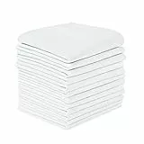 URAQT Stoff Taschentücher Herren, 12 Stück Baumwolle Herrentaschentücher Stofftaschentuch, Traditionelle Männertaschentücher Handkerchief, 38cm x 38cm Weiß