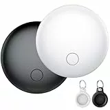 CASCHO Schlüsselfinder 2er Pack(Schwarz und Weiß), Smart Air Tag Kompatibel mit Apple Wo ist? APP (nur iOS), Bluetooth Key Finder für Gepäck/Koffer/Taschen, Haustier
