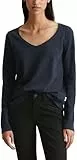 Marc O'Polo Denim Damen Langarmshirt aus Bio-Baumwolle mit V-Ausschnitt, Blau (Scandinavian Blue), XXL