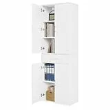 eSituro Aktenschrank, Schrank mit Schublade Türen, Mehrzweckschrank Kleiderschrank Küchenschrank Büroschrank Hochschrank, 60x180x34 cm, weiß