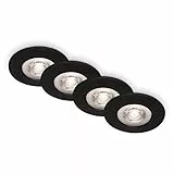 BRILONER - 4er Set LED Einbaustrahler 230V flach, warmweiß, je 4,9 W 480lm, Spot, flach, Deckenspots, LED Spots 230V, Einbauleuchten, Einbauspots, 68mm Lochmass, 90x25 mm (DxH), Schwarz-Matt