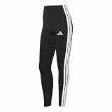 adidas Damen Essentials 3-Stripes Cotton Leggings Tights, Black/White, M