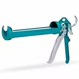 TOTAL - Silikonpistole - Mit geschlossenem Applikator - Versiegelt und repariert Fugen und Ecken - Drehdruckfunktion - Bequemer Aluminiumgriff - Länge 230 mm