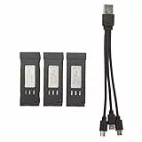 Cryfokt 3PCS 3,7V Lithium Batterie, RC Batterie mit 3 in 1 Ladekabel Quadcopter RC Drohne Lithium Batterie Quadcopter Zubehör Fernbedienung Drohnen Batterie für E58 L800 JY019 S168 (1800 mAh)