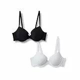 Amazon Essentials Damen Gepolsterter Formbügel-Demi-BH, Ultraweiche Mikrofaser, 2er-Pack, Schwarz/Weiß, 80A