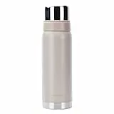 SANTECO Thermosflasche 750ml, Edelstahl 18/8, BPA-frei, 24h heiß/24h kalt, auslaufsicher, mit Trinkbecher, Outdoor/Camping/Reisen (Grau)