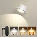 FULEN LED Wandleuchte Innen, Wandlampe mit Akku, Fernbedienung mit Touch Control, 360° Drehbare, für Wohnzimmer Schlafzimmer TreppenhausFlur kabellose wandleuchten, Weiß 1 Stück