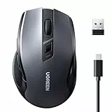 UGREEN 2.4G & Bluetooth Maus Kabellos mit USB C Aufladung, wiederaufladbare Maus mit 4000DPI, ergonomisches Design und leise klick, funkmaus kompatibel mit Laptop Computer macOS Linux (Schwarz)