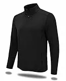MEETYOO Pullover mit Viertelreißverschluss für Herren, langärmelig, schnell trocknend, aktive Poloshirts, athletische Performance, Outdoor-Sportbekleidung, Schwarz, Mittel