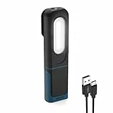 ANSMANN LED Arbeitsleuchte, aufladbare LED Taschenlampe mit Magnetfuß, Haken, aufladbar via USB, kleine Werkstattlampe, Arbeitslampe bis zu 350lm und 7h Leuchtdauer, camping, Werkstatt, KFZ