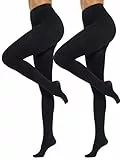 CozyWow Damen Strumpfhose 80D Elastisch blickdichte Hoch Taille über 30 Farben (2x Schwarz,L-XL)